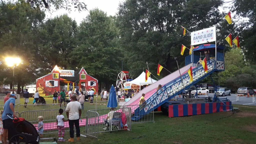 Fun House and big slide rented to a church festival