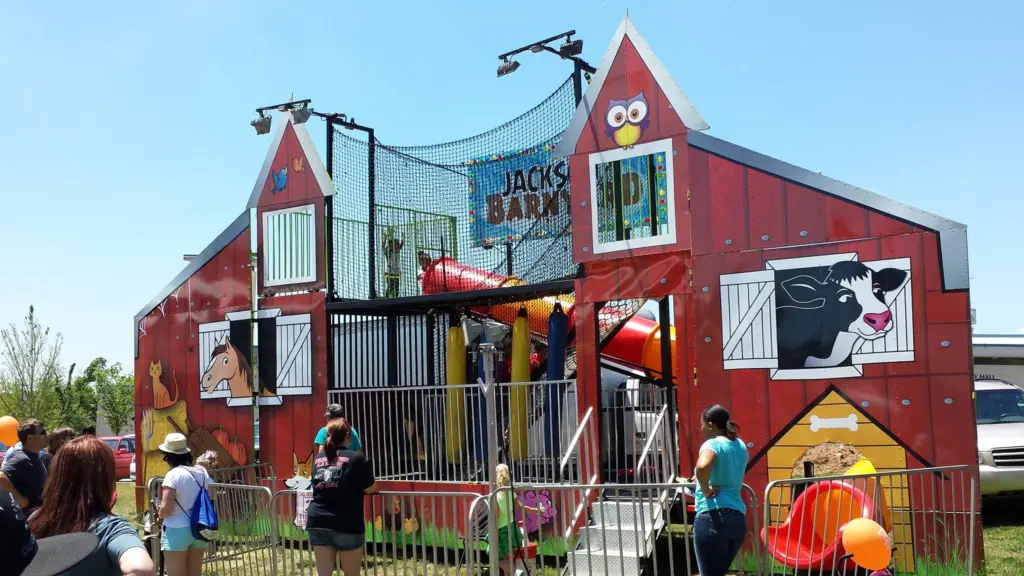 A 2-tier funhouse with a barn theme